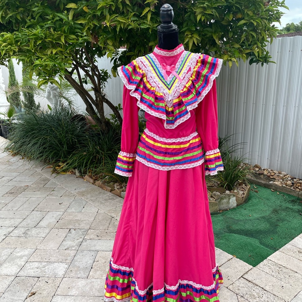 Vibrant Pink Multicolor Ruffled Dress - Picture 10 of 10